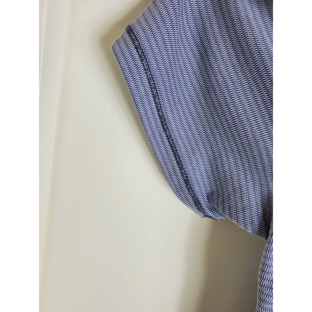 Tommy Bahama Polo Shirt Men's Medium Blue Striped Modal Blend Short Sleeve Casua